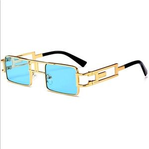 Square Metal Small Frame Clear Color Lens Sunglasses